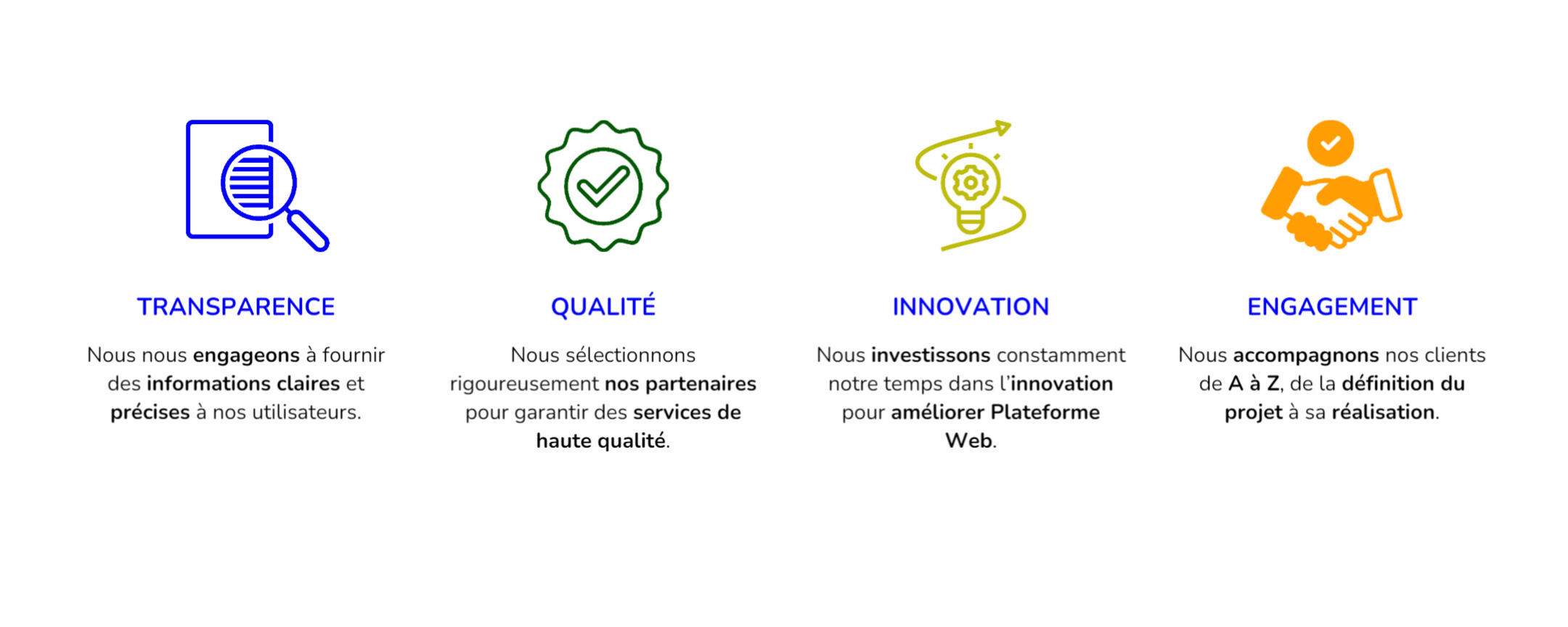 Les valeurs de notre Plateforme Web Les valeurs de notre Plateforme Web